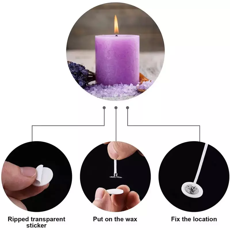 Candle Wick Stickers Candle Making Supplies Wicks for Candles Suitable for Wax Fixed Base Brackets  Kit Arts Crafts Sewing Home