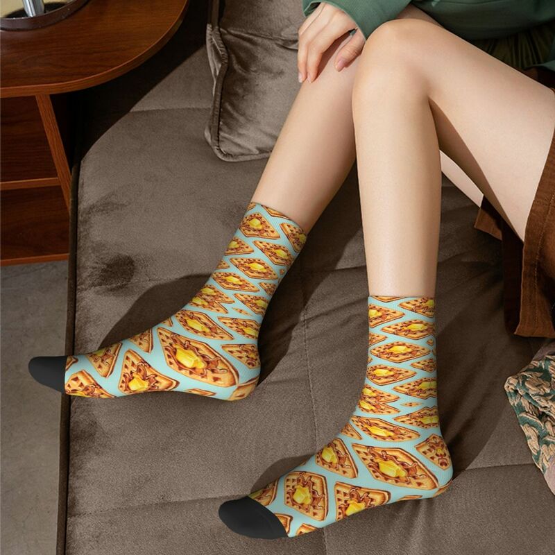 Носки с вафельным узором, поглощающие пот чулки в стиле Харадзюку, всесезонные длинные носки, аксессуары для подарка на день рождения унисекс