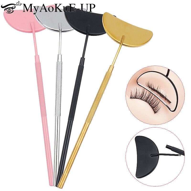 1pcs Eyelash Extension Mirror Moon Shaped Detachable Stainless Steel Lash Lifting Makeup Mirror Beauty Tool Accessories Supplies