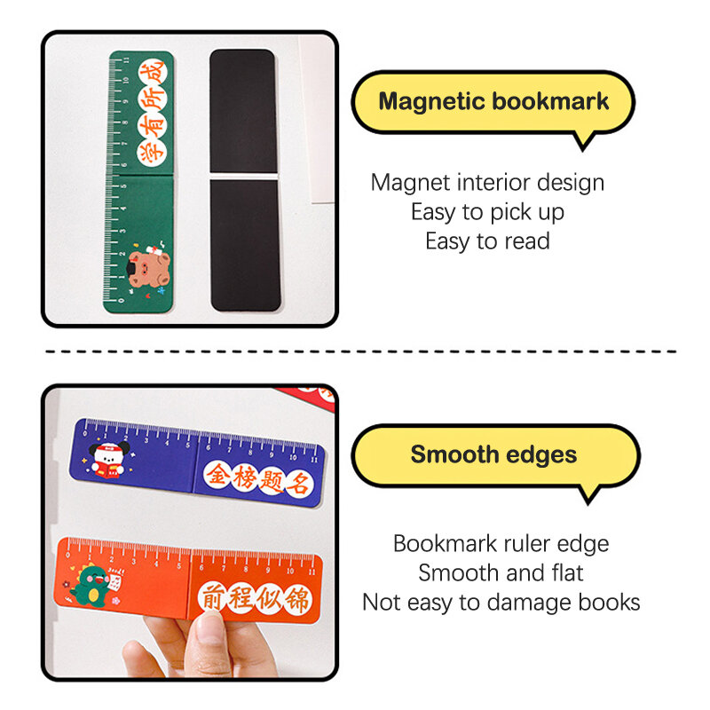 1 buah penggaris Magnet Natal lucu kartun penggaris magnetik dapat dilipat pembatas buku lucu kreatif halaman klip penanda perlengkapan alat tulis kantor