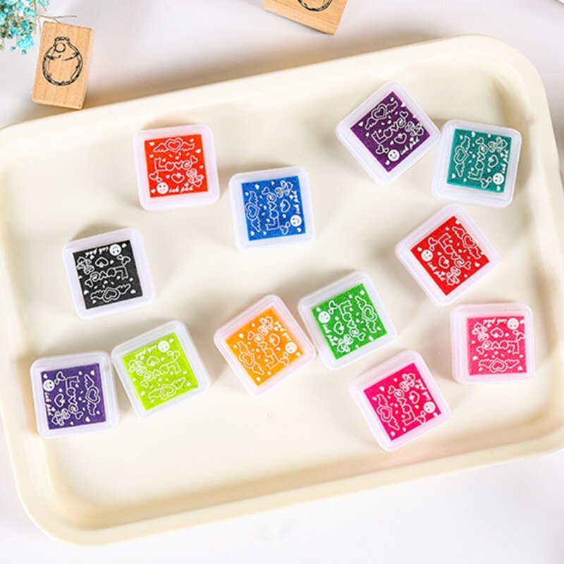 Finger Washable Ink Pads for Kids,Non-Toxic,DIY Rainbow Craft Ink Pads for Paper