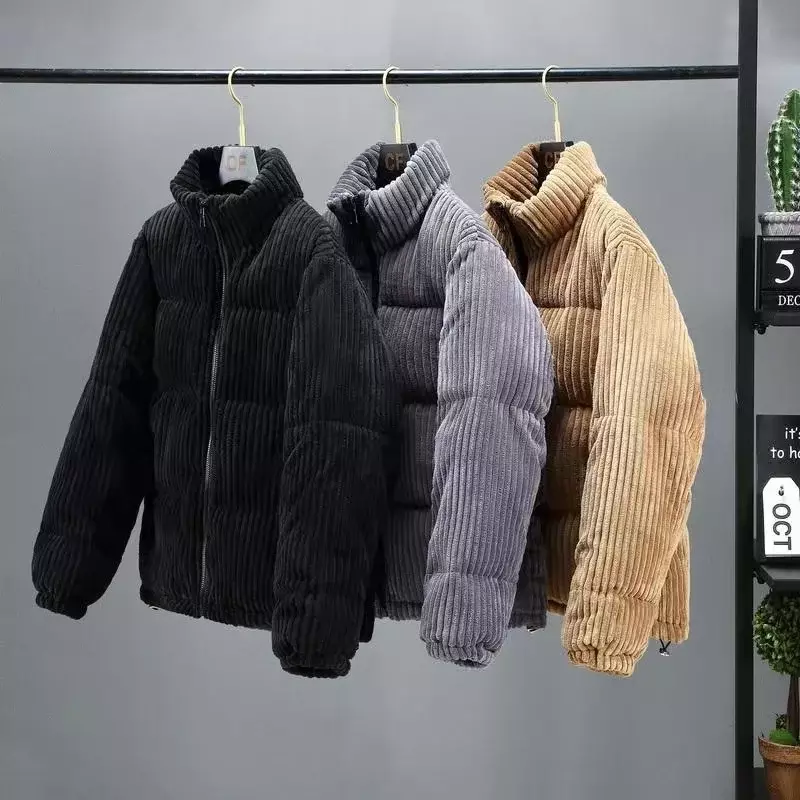 Outono inverno jaqueta masculina parkas grosso quente streetwear algodão casaco masculino gola sólida zíper casaco de inverno outwear M-5XL