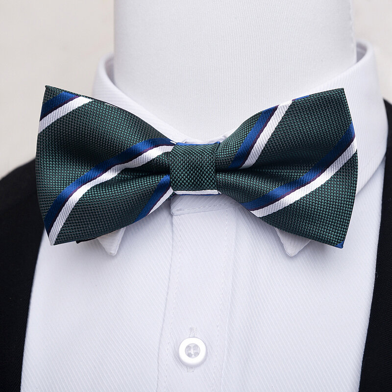 Moda marca de seda gravata borboleta azul escuro homem dot acessórios do casamento dia do amante ajuste festa formal