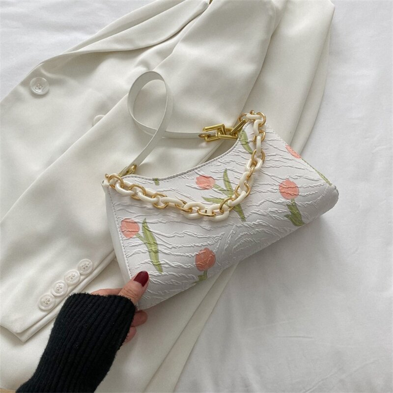 Exquisite Shoulder Bag Fashion Floral Print High-quality Handbag Polyester Crossbody Bag