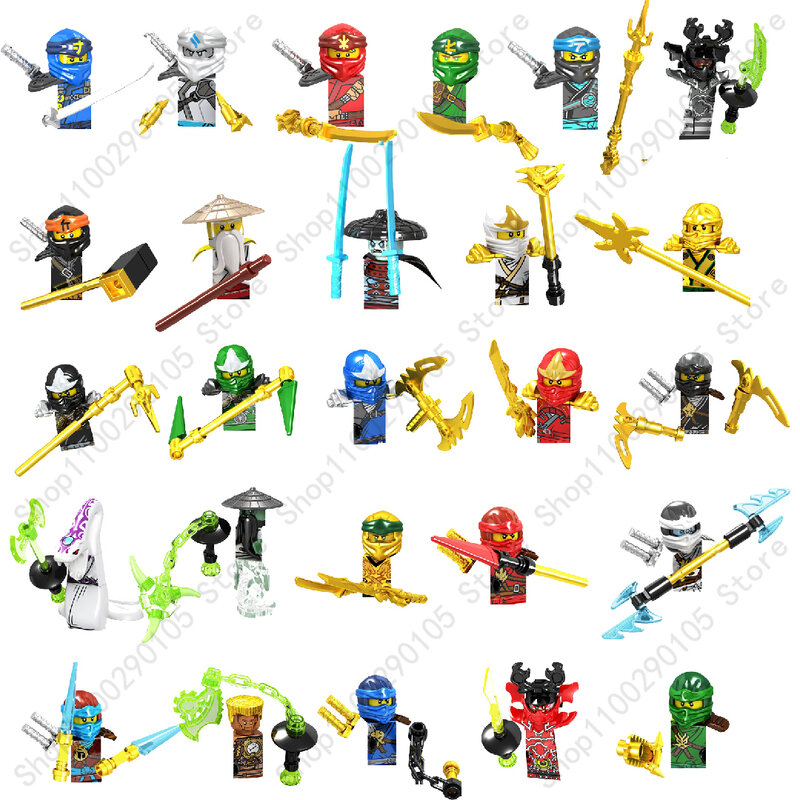 Mini Action Figures Building Blocks para Crianças, Master Anime, Ninja, Jay, Cole, Kai Yang, Cartoon Dolls, Toy Gifts, Montar Modelo, GA131 ~ GA148