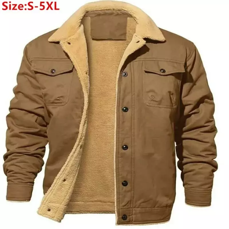 2024 Men's Thick Warm Plush Fleece Jacket Coats Autumn Winter Casual Thicker Jackets Outwear for Men Oversized Warm Clothes Male