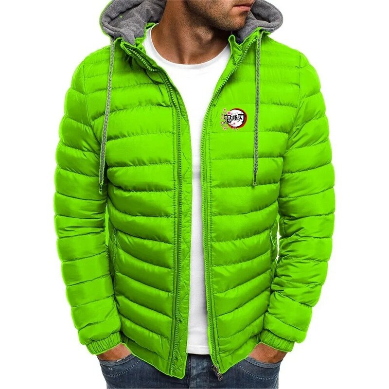 メンズフード付きコットンパッド入りジャケット,グラフィックプリント,秋と冬用,7色,新品