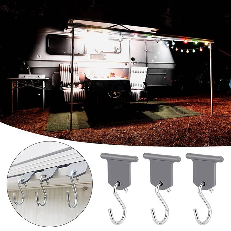Ganchos para toldo de acampada, colgadores de luz de 24 piezas, para RV, caravana y Camper