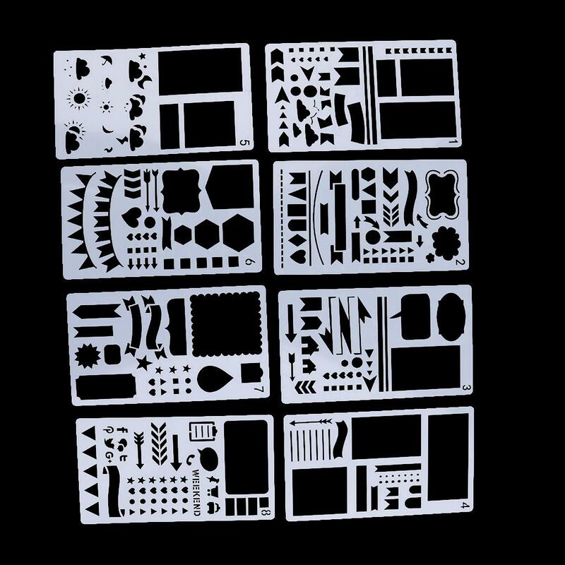 Stencils plástico do molde do desenho, planejador DIY, diário, estêncil 20