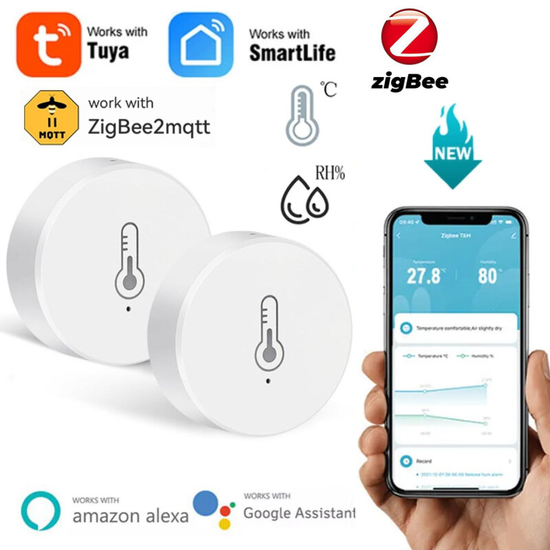 Tuya Smart Home Zigbee Temperatuur En Vochtigheid Sensor Indoor Thermometer Smart Life App Remote Monitor Werkt Met Zigbee2mqtt