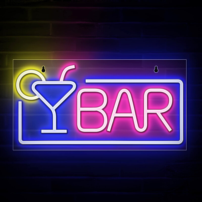 Bar Neon Sign Light, Lâmpada De Vidro De Vinho, Wall Art, Decoração Do Quarto, Loja KTV, Home Desk Decor, Neon Night Light
