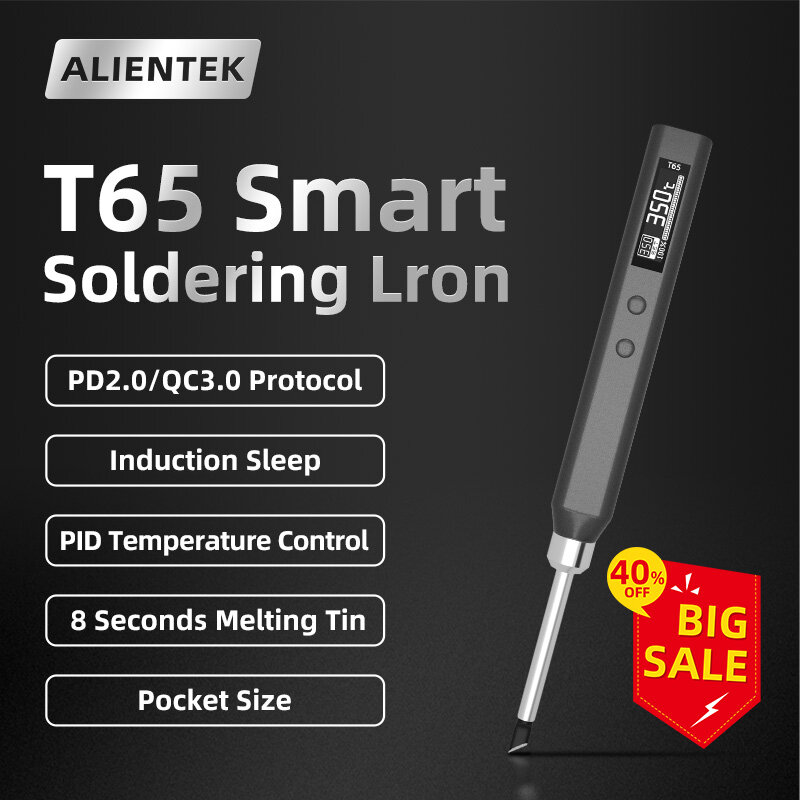 ALIENTEK solder T65, Kit orisinal Stasiun Las Digital portabel panas Cepat 65W elektrik pintar suhu dapat disesuaikan