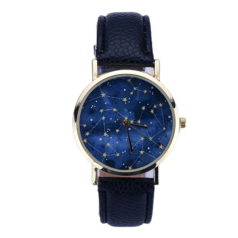 Relógio quartzo de couro vintage feminino, relógios de pulso luxo high-end, mostrador padrão estrela, elegância moda, Zegarek Damskie