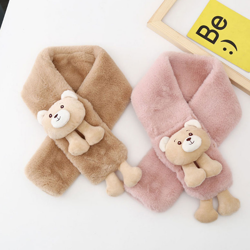 Children's Baby Gifts Kids Warm Neckerchief Baby Gifts Hat Cross Cartoon Faux Rabbit Fur Girl Hijab