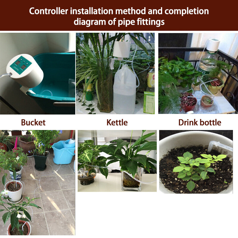 Pot tanaman otomatis, perangkat penyiraman kantor balkon taman Pot tanaman pada perjalanan bisnis kit penyiraman pintar alat irigasi tetes