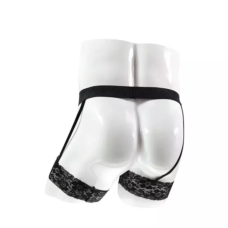 Backless Panties Men Sexy Underwear Lace Garter Belt Showing Butt Buttocks Thong Shorts Erotic Hombre Male Lingerie Gay