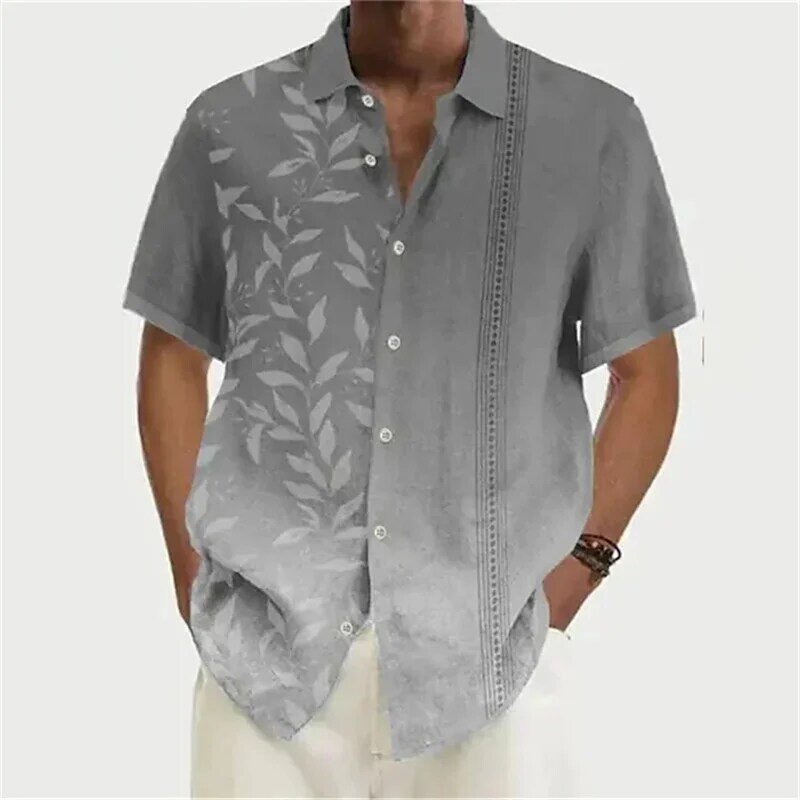 Chemise hawaïenne AMP Wood pour hommes, impression 3D, manches courtes, vêtements à boutons, mode tropicale, chemise de loisirs, été, nouveau style