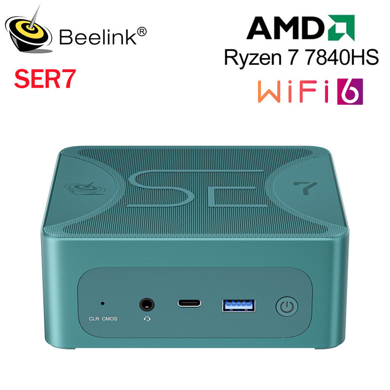 Beelink SER7 Ryzen7 7840HS hingga 65W PC Mini DDR5 32GB SSD 1T NVME SSD Wifi6 Komputer Gaming VS SER6 Pro 7735HS GTR7 7840HS
