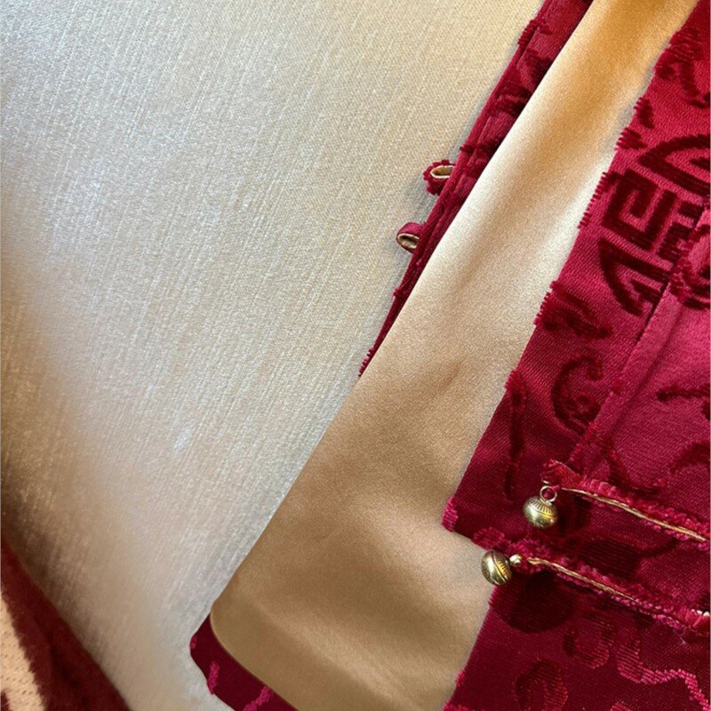 Glaçage Jacquard Rouge pour Femme, Style Chinois, Nouveau