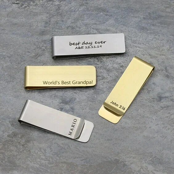 Personalized Money Clip Engraved  Gift Custom Engraved Cash Clip Wallet personalised Gift for Dad Money Clip for Husband