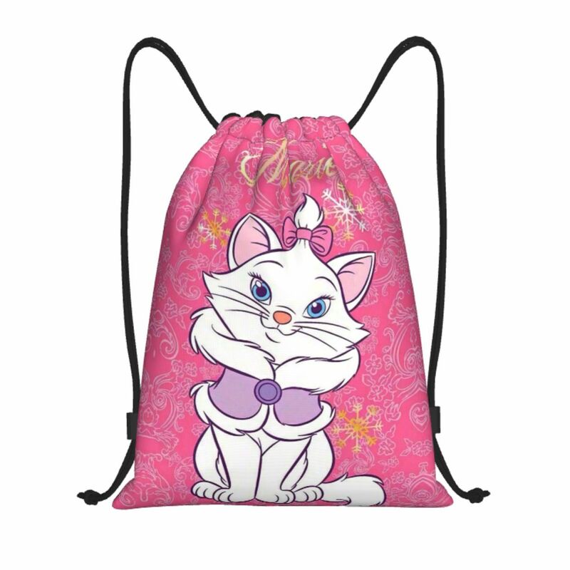 Рюкзак на шнурке для мужчин и женщин, легкая спортивная сумка с аниме рисунком кота Мари, для хранения в тренажерном зале