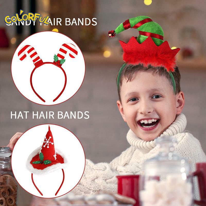Feliz Natal Cartoon Headbands, Chapéu de Natal Decoração, Papai Noel Perna Hairband, Presentes Favor Menina, Cabeça Banda