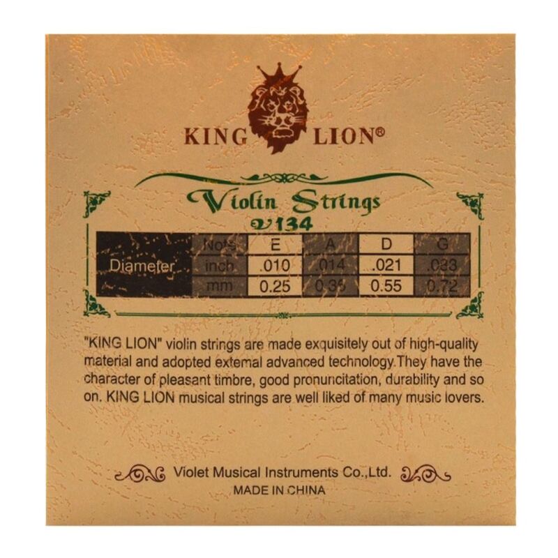 Steel Core King Lion Violin String Violin Parts White Copper V134 Violin String Set Winding Alloy Musician