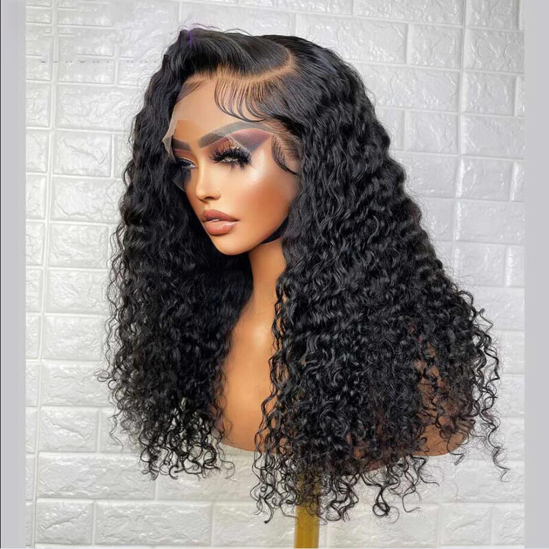 Мягкий длинный черный кудрявый парик 26 дюймов, плотность 180, кружевной передний парик для африканских женщин, термостойкий, предварительно выщипанный, без клея, ежедневный