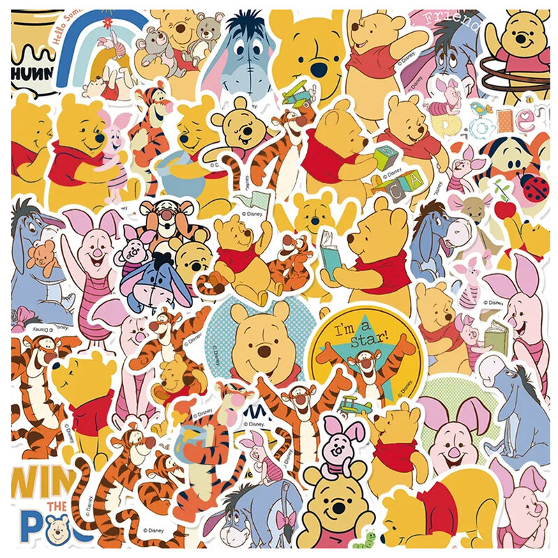 10/30/50pcs Disney Cute Pooh Bear Piglet Stickers Funny Anime Graffiti Decals Phone Suitcase Notebook Cartoon Kids Sticker Toy