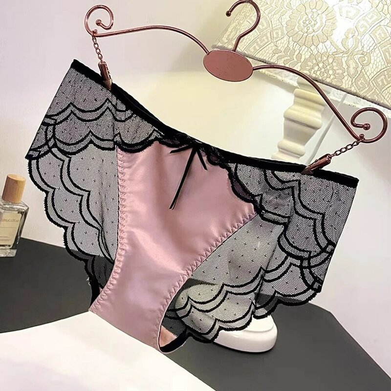 Calcinha de cetim macia feminina, roupa interior sedosa, tecido de malha respirável, vários tamanhos disponíveis