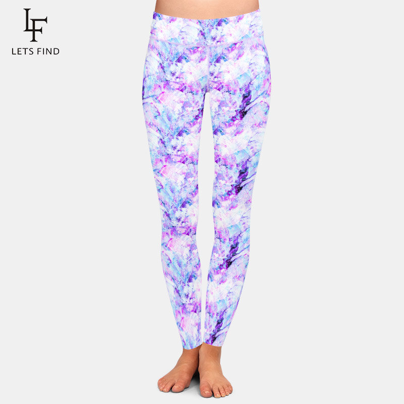 Letsfind moda bonito tie dye impressão digital workout leggings de cintura alta feminino elástico magro leggings