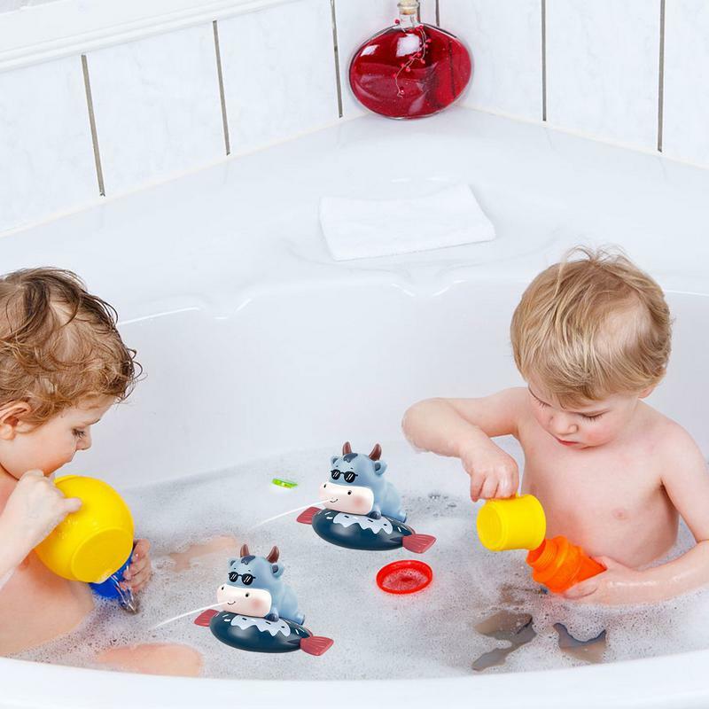 Animal Bath Toys Toddler Splashing Bath Tub Wind-up Cute Cow Toy Water Bath Toys Bathroom Water Play Pool Toys For Toddler Boys