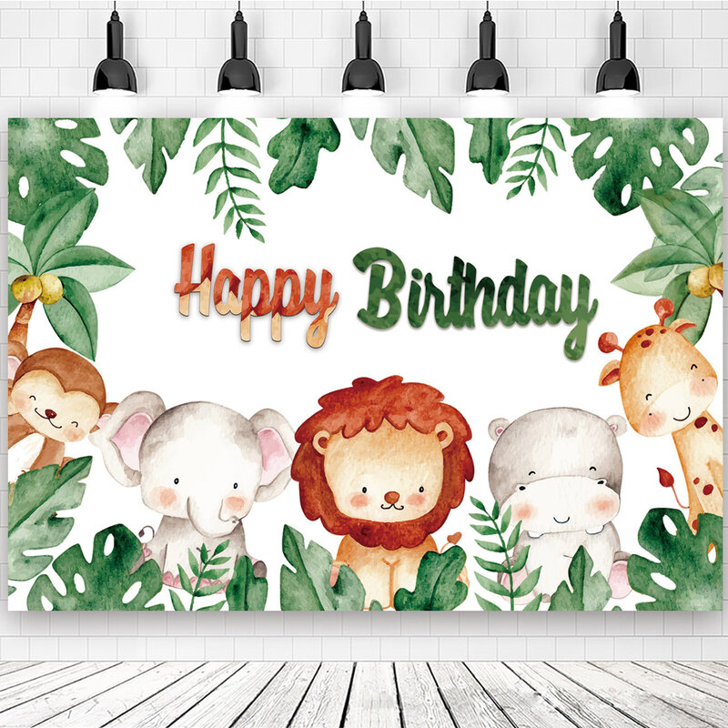 Jungle Animal Theme Background Cloth Jungle Party Zoo Forest Wild Flowers and Plants Photography Background Baby Shower