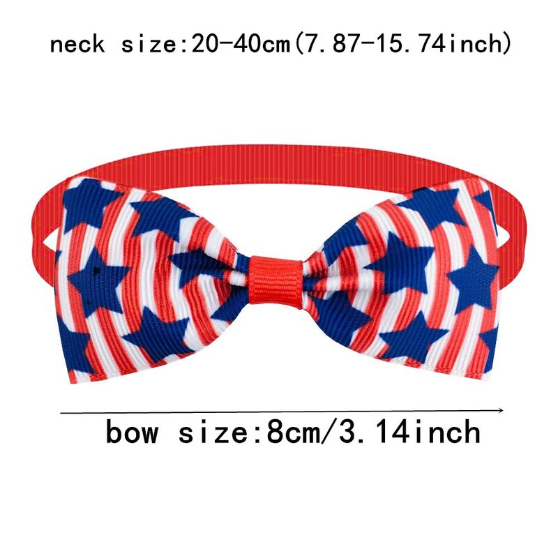 50pcs Pet Dog Bow Tie Necktie American Independence Day Dog Grooming Accessories Bowknot Holiday Small Dog Collar Supplies