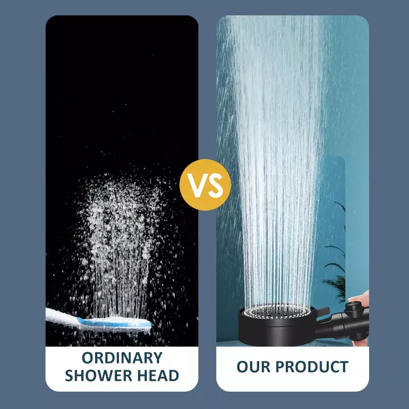 Cabeça de chuveiro de alta pressão, chuveiros ajustáveis com mangueira, Water Saving, One-Key Stop Spray bocal, acessórios do banheiro, 5 modos