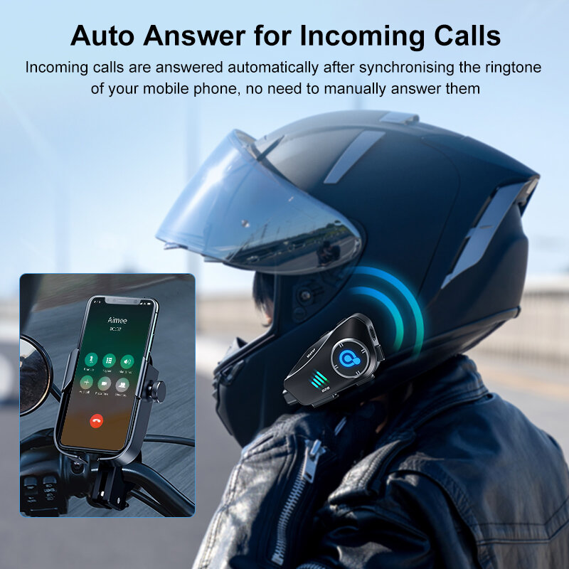 Écouteurs étanches pour casque de moto, Bluetooth 5.3, enregistrement de caméra de tableau de bord, photographie, réduction du bruit des appels
