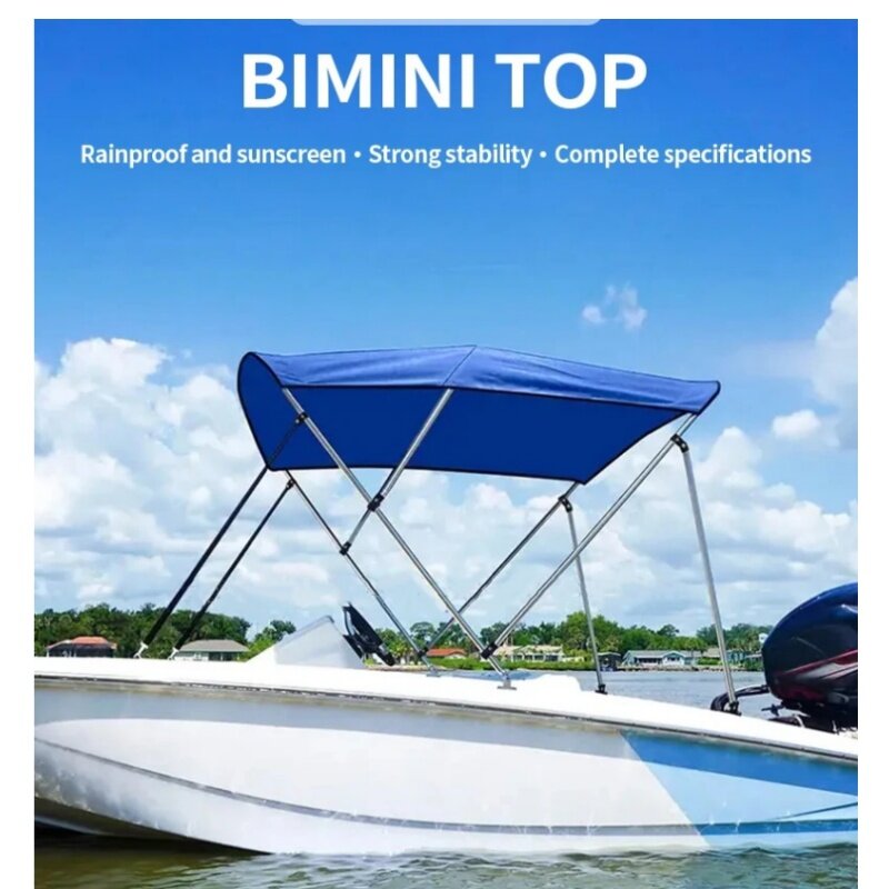 Azul 3 Bow Bimini Top para a lona do barco, sombra do sol, dossel do barco, 25mm, tubo de alumínio 6063, pano Oxford do poliéster 600D