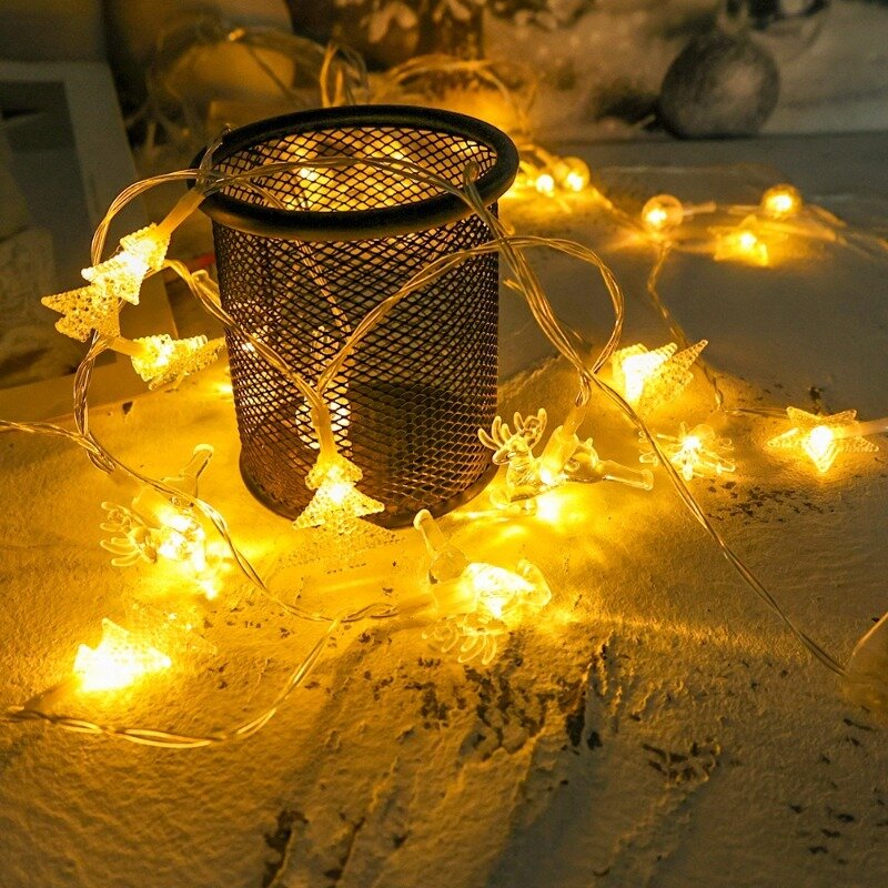 1.5m Starry Snowflakes String Lights Battery Powered Outdoor String Lamp Christmas Party Garden Home Wedding Decor Fairy Lights