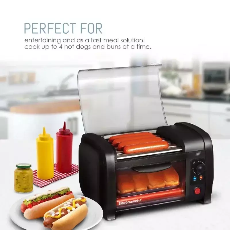 HAOYUNMA Cuisine Hot Dog Roller y horno tostador, negro