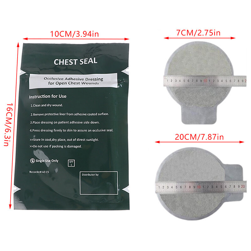 1pc Medical Vent Chest Seal For Open Chest Wounds Vented Outdoor Emergency Rescue Medical Treatment Occlusive Adhesive Dressing