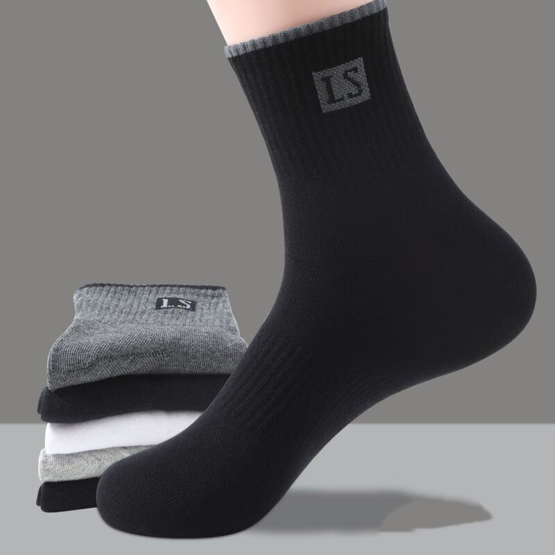 10 pezzi = 5 paia di calzini da uomo di alta qualità in cotone traspirante assorbente dal sudore calzini neri medi deodoranti calzini regalo da uomo d'affari