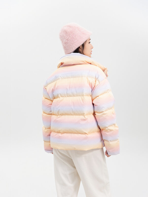 Abrigo de plumón de pato blanco para mujer, cuello de pie a prueba de viento, abrigo de plumón versátil, moda de invierno, nuevo, 2023