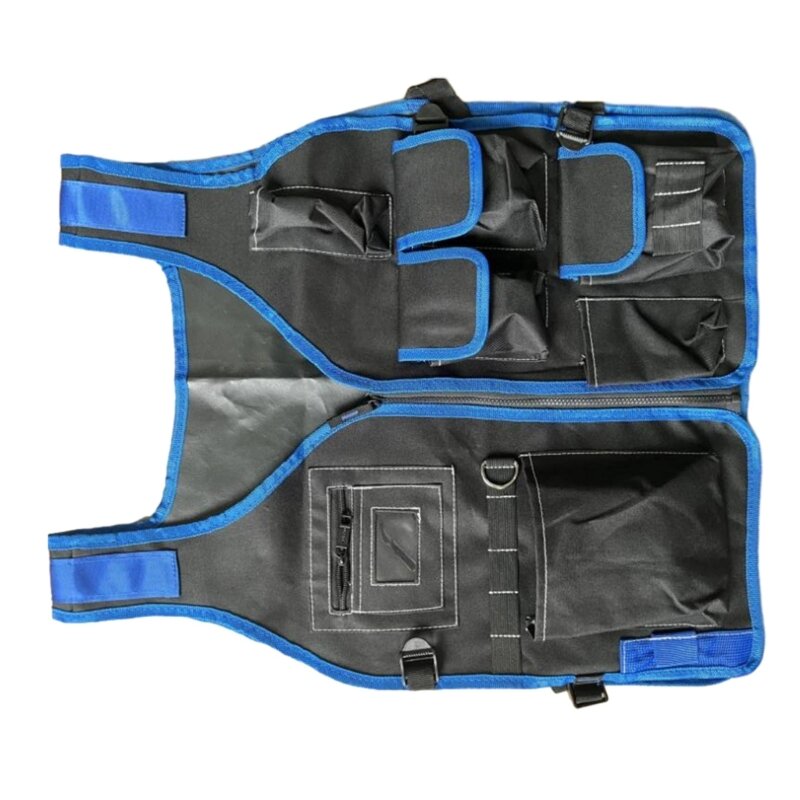 Tool Vest with Blue Trim, Designed for Electricians and Home Improvement Projects Dropship