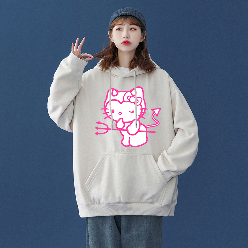Kawaii Hello Kitty casual cute print felpa con cappuccio unisex primavera e autunno Sanrio cartoon casual sports street print felpa con cappuccio