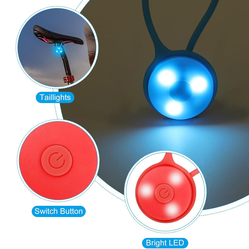 Lanterna traseira portátil para corredores, luzes de mochila de silicone, iluminação noturna, 3 LED,1Pc