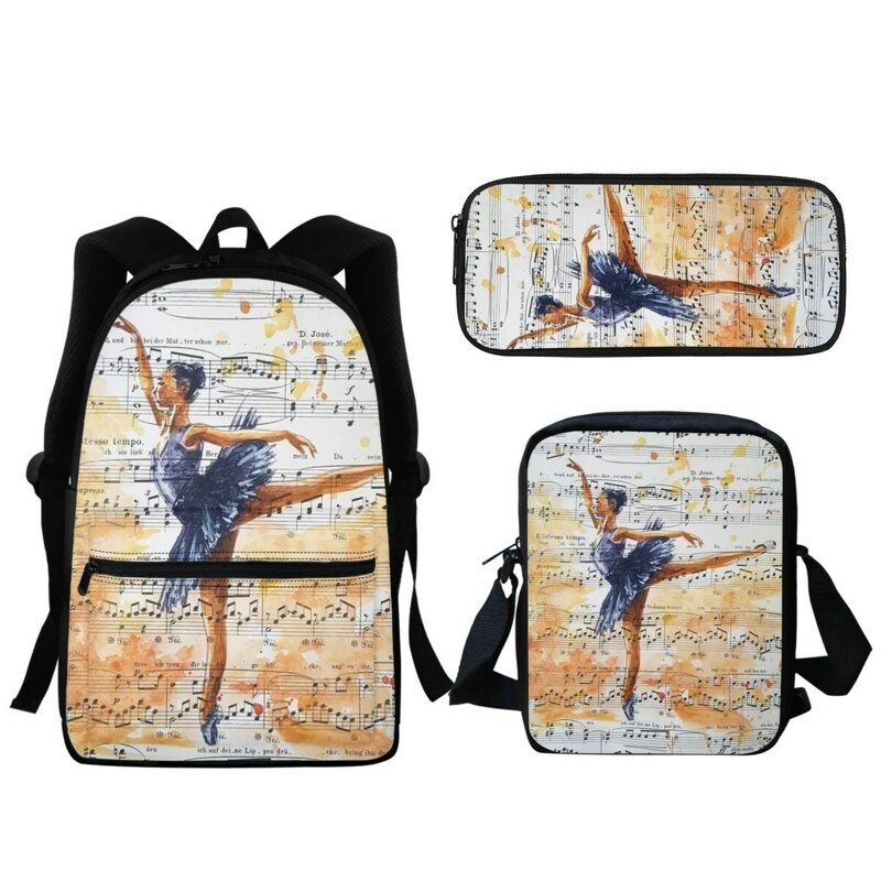 Pintura a óleo Mochila estampa de balé, Mochilas escolares de grande capacidade para meninos e meninas, mochila de volta às aulas