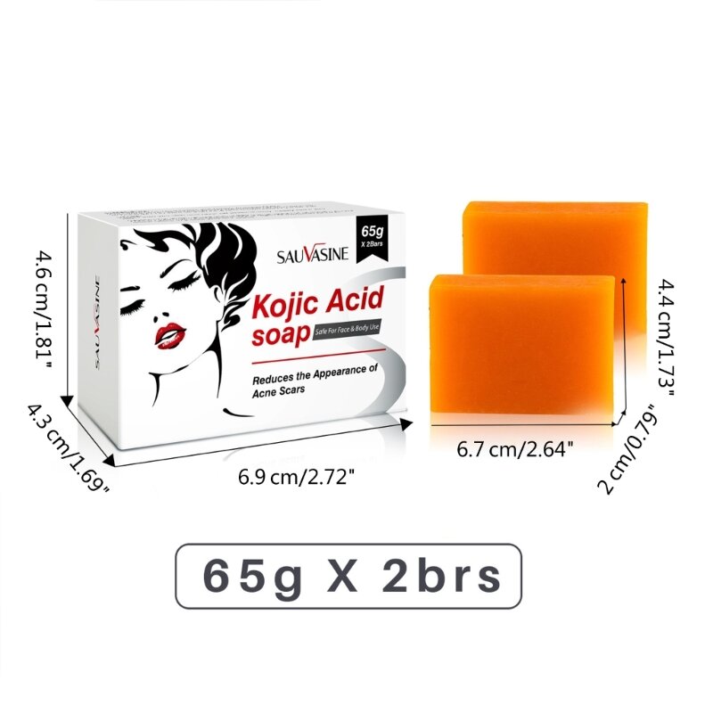 E5XZ 2 peças Sabonete de banho para corpo e rosto de ácido kójico Sabonete natural seguro para homens e mulheres Sabonete de de