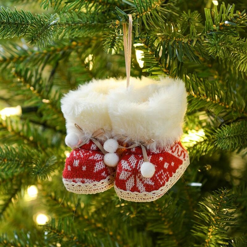 Decorative Christmas Boots Pendant Hanging Soft Plush Christmas Tree Pendant Plush/Cloth Boots Shape