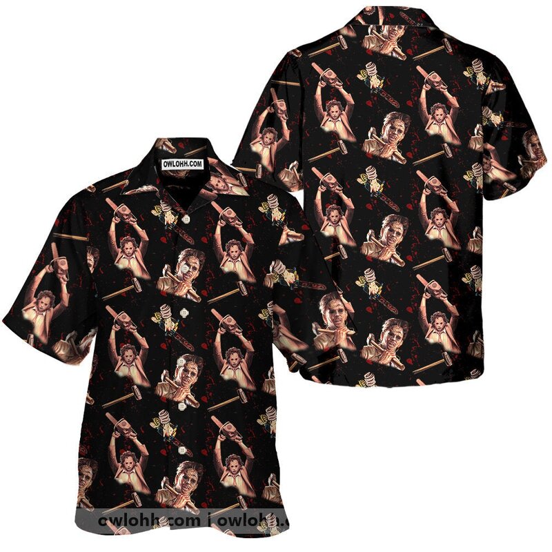 영화 테마 테러 캐릭터 하와이안 셔츠, 시원한 여름 캐주얼 단추 업, 남녀 공용 하와이 셔츠