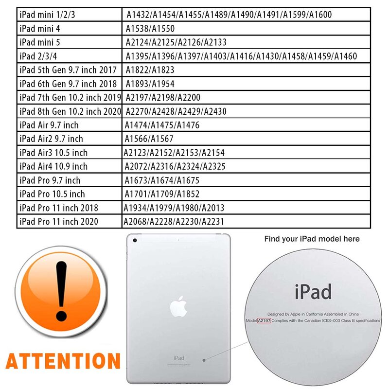 Soporte para tableta Apple IPad Mini 1/2/3/4/5/iPad 2/3/4/iPad 5th/6th/7th/iPad Air / Air 2/3/iPad Pro funda protectora resistente